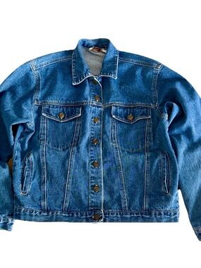 Vintage Sheplers Blue Denim Trucker Jacket M Cropped Button Western Countrycore